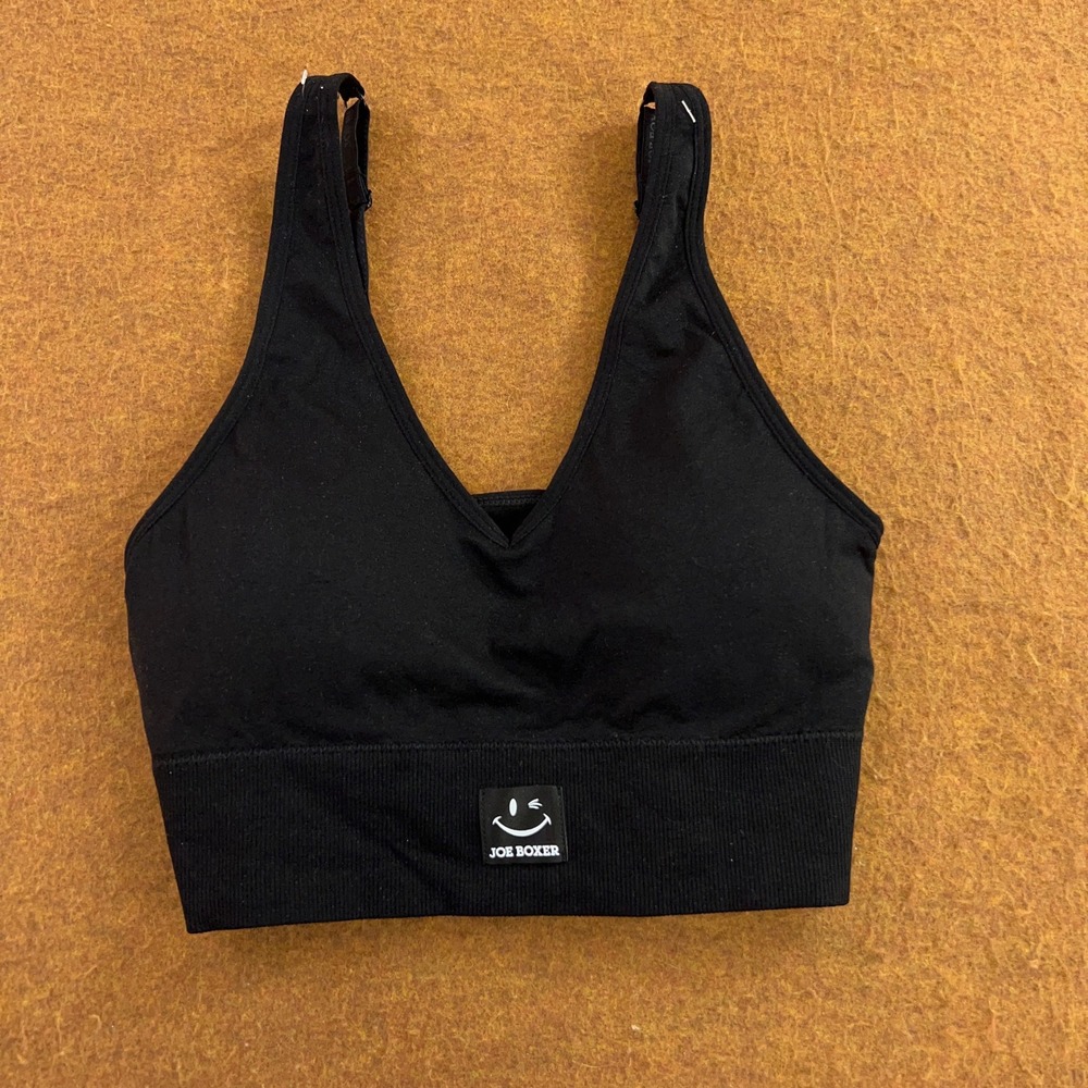 Joe Boxer Womens Medium Black Seamless Smiley Face Bralette New